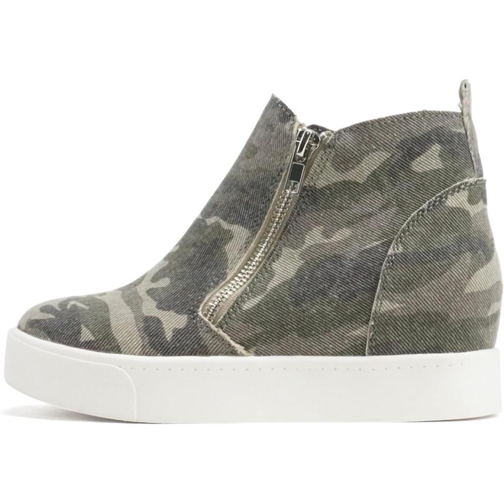 image:imageSoda Taylor Hidden Wedge Sole Booties Ankle Heels Sneaker Shoes Side ZipperCamouflage
