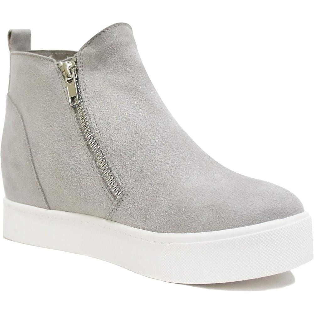 image:imageSoda Taylor by Trendy Fashion Hidden Wedge Sole Booties Ankle Heels Sneaker Shoes Side ZipperLight Grey
