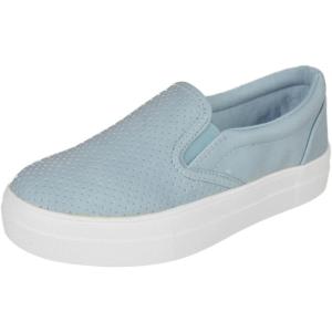 Soda Flat Women Shoes Slip On Loafers Casual Sneakers Memory Foam Insoles Hidden Platform/Flatform Round Toe Croft-G(Blue)