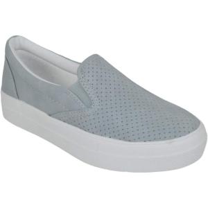 Soda Flat Women Shoes Slip On Loafers Casual Sneakers Memory Foam Insoles Hidden Platform/Flatform Round Toe Croft-G(Light Blue)