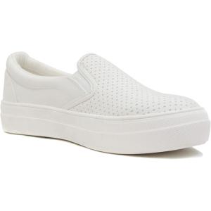 Soda Flat Women Shoes Slip On Loafers Casual Sneakers Memory Foam Insoles Hidden Platform/Flatform Round Toe Croft-G(White)