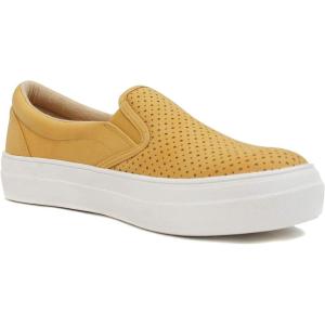 Soda Flat Women Shoes Slip On Loafers Casual Sneakers Memory Foam Insoles Hidden Platform/Flatform Round Toe Croft-G(Yellow)