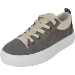 Soda Flat Women’s Shoes Lace Up Loafers Casual Sneakers Synthetic Fur Hidden Flatform Endear-G(Grey)
