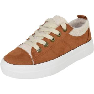 Soda Flat Women’s Shoes Lace Up Loafers Casual Sneakers Synthetic Fur Hidden Flatform Endear-G(Tan)