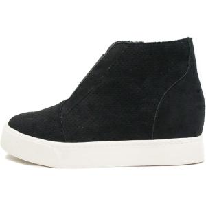 Soda Pointer – Mid Ankle Platform Sneaker w/Hidden Wedge and Side Zipper(Black)