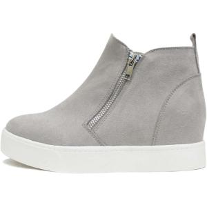 Soda Taylor Hidden Fahsion Wedge Sneaker Shoes Side Zipper (Light Grey(Light Grey)