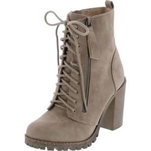 Soda Women’s Malia Faux Lace Up Chunky Lug Sole Combat Boot(Cream*)