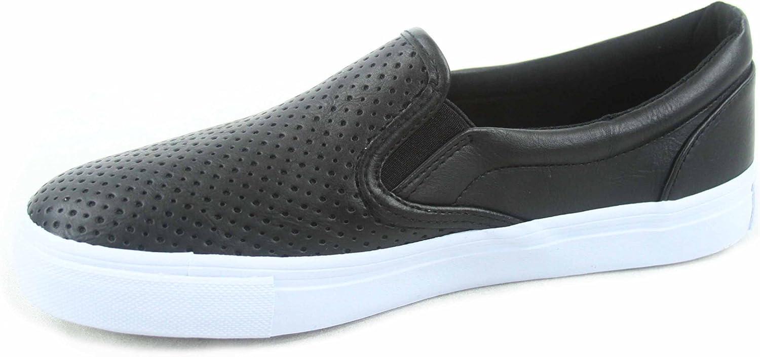 image:imageSODA Tracers Womens Cute Perforated Slip On Flat Round Toe Sneaker ShoesBlack Pu