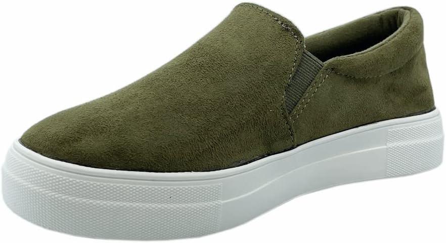 image:imageSoda Croft Slip On Perforated Double Layer Foam Padded Cushion Sock Fashion SneakersOlive Suede
