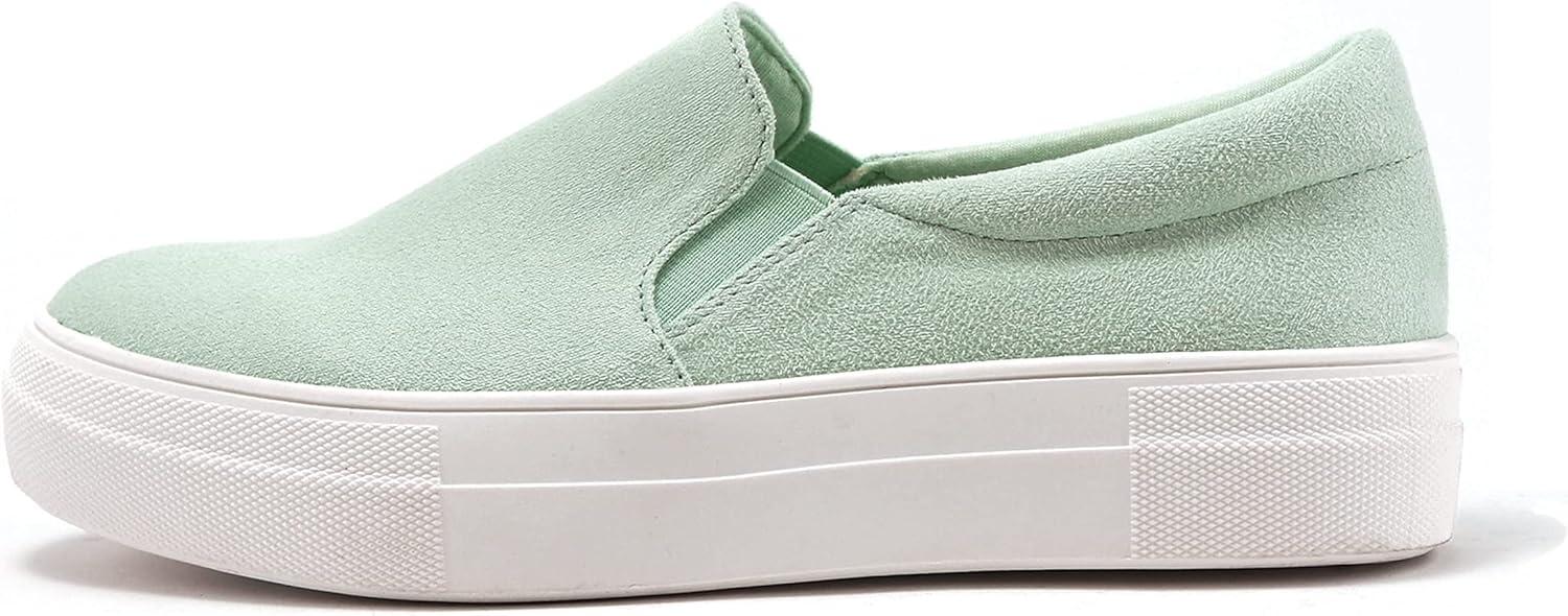 image:imageSoda Flat Women Shoes Slip On Loafers Casual Sneakers Memory Foam Insoles Hidden PlatformFlatform Round Toe HikeG Green Light Mint 6