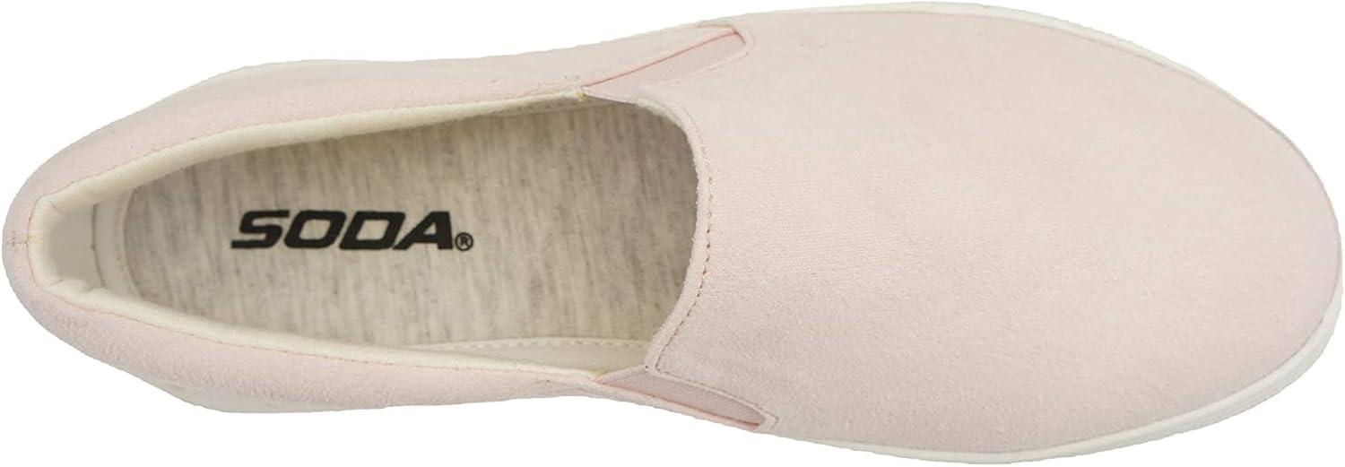image:imageSoda Flat Women Shoes Slip On Loafers Casual Sneakers Memory Foam Insoles Hidden PlatformFlatform Round Toe HikeG Light Baby Pink 6