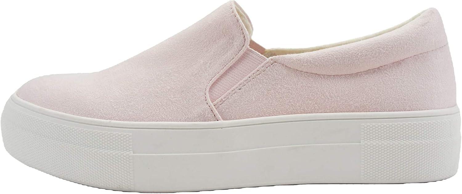 image:imageSoda Flat Women Shoes Slip On Loafers Casual Sneakers Memory Foam Insoles Hidden PlatformFlatform Round Toe HikeG Light Baby Pink 6