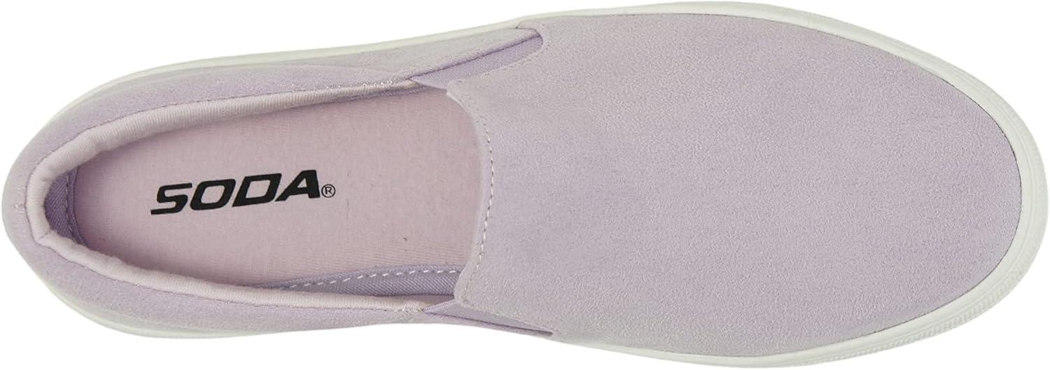 image:imageSoda Flat Women Shoes Slip On Loafers Casual Sneakers Memory Foam Insoles Hidden PlatformFlatform Round Toe HikeG Light Purple Lavender 8