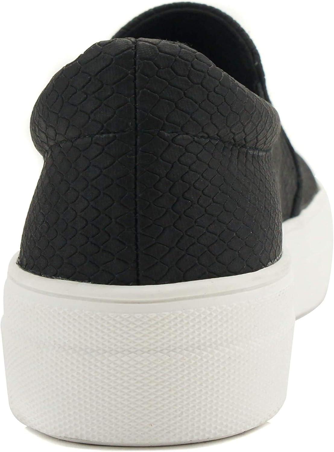 image:imageSoda Flat Women Shoes Slip On Loafers Casual Sneakers Memory Foam Insoles Hidden PlatformFlatform Round Toe HikeG PU Black Cobra Snake 6