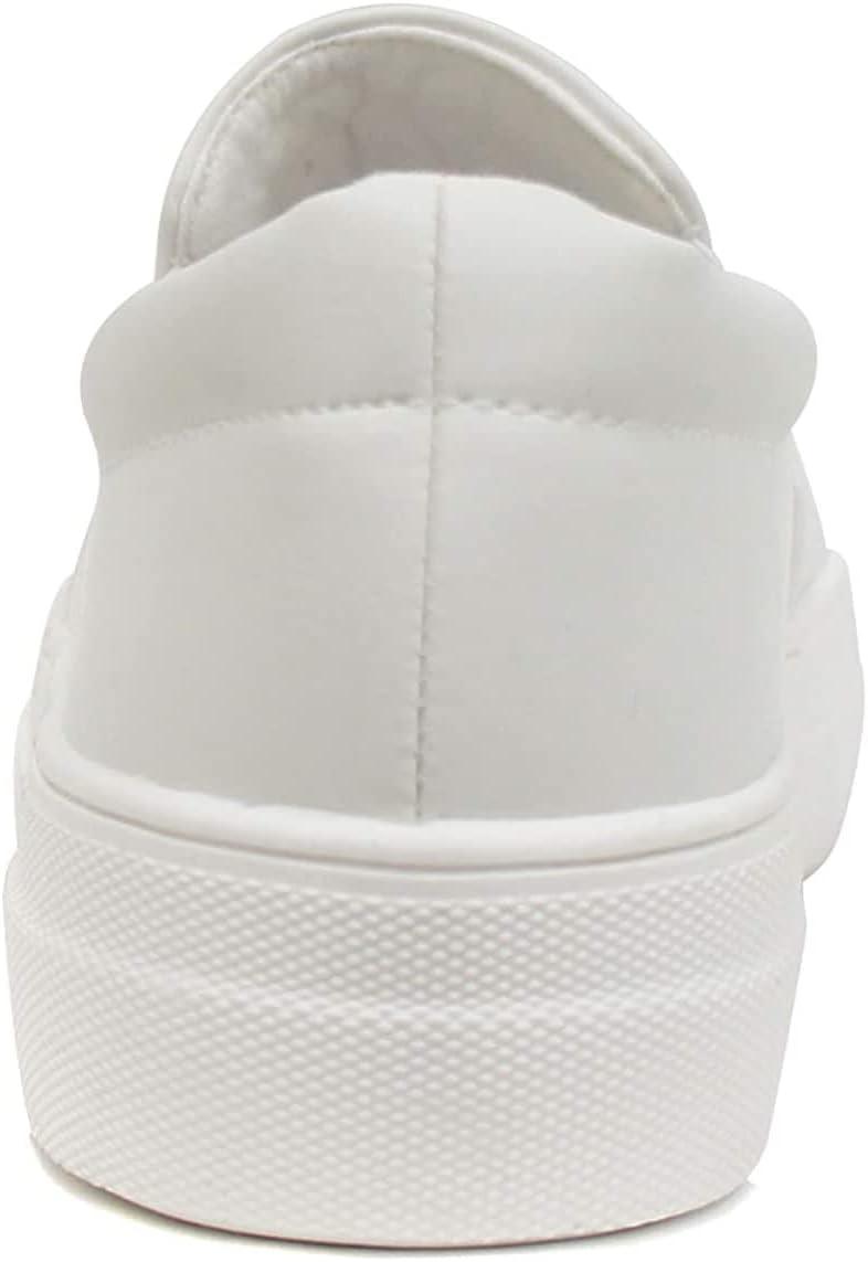 image:imageSoda Flat Women Shoes Slip On Loafers Casual Sneakers Memory Foam Insoles Hidden PlatformFlatform Round Toe HikeG White PU 11