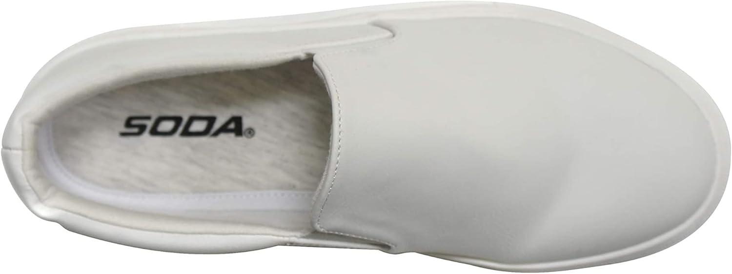 image:imageSoda Flat Women Shoes Slip On Loafers Casual Sneakers Memory Foam Insoles Hidden PlatformFlatform Round Toe HikeG White PU 11