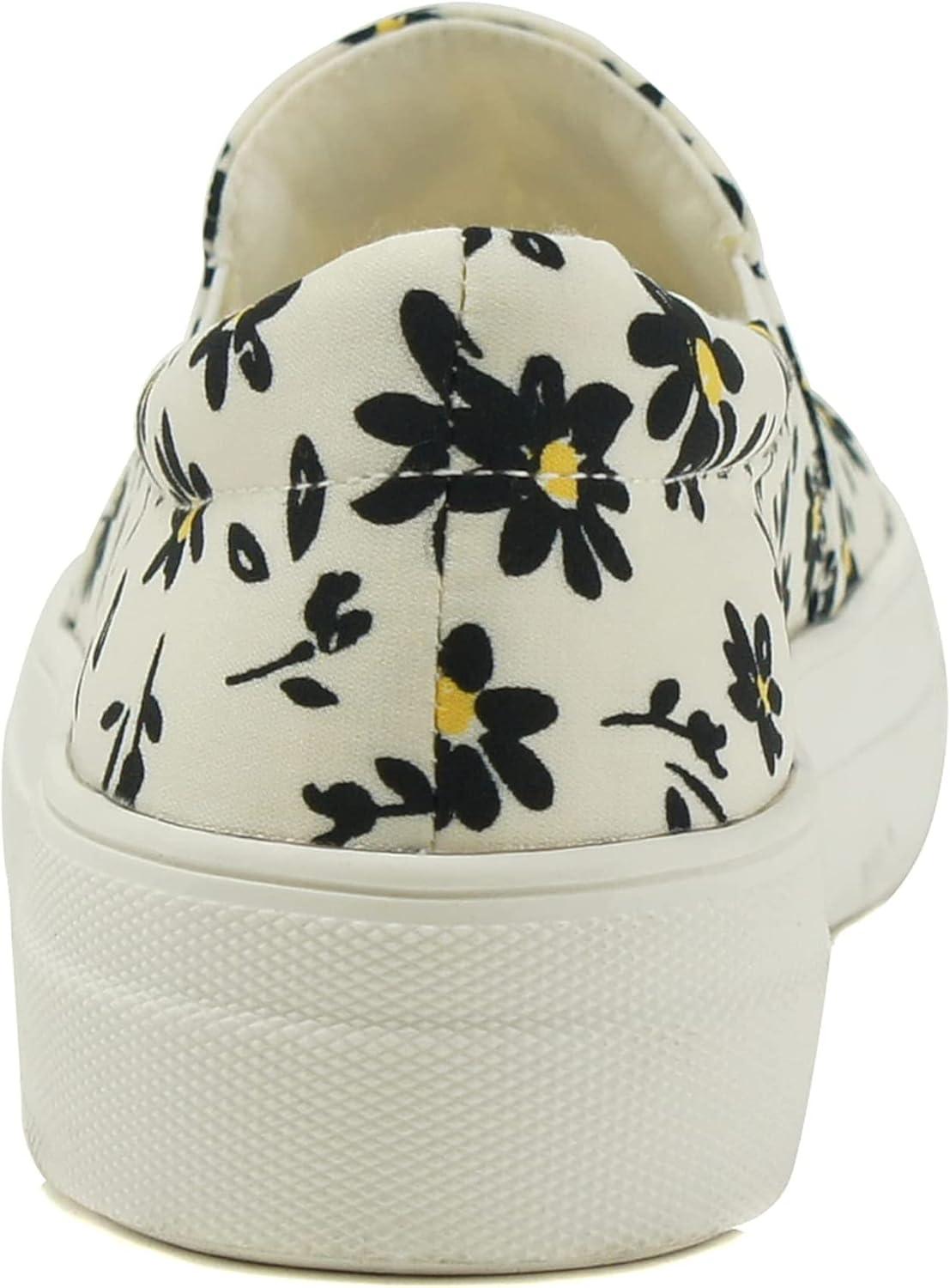image:imageSoda Flat Women Shoes Slip On Loafers Casual Sneakers Memory Foam Insoles Hidden PlatformFlatform Round Toe HikeG WhiteBeige Daisy 55
