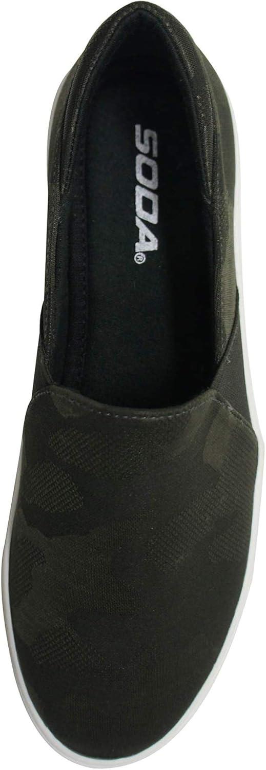 image:imageSoda Flat Women Shoes Slip On Loafers Casual Sneakers Memory Foam Insoles Hidden PlatformFlatform Round Toe RidgeG Dark Khaki Camouflage 75