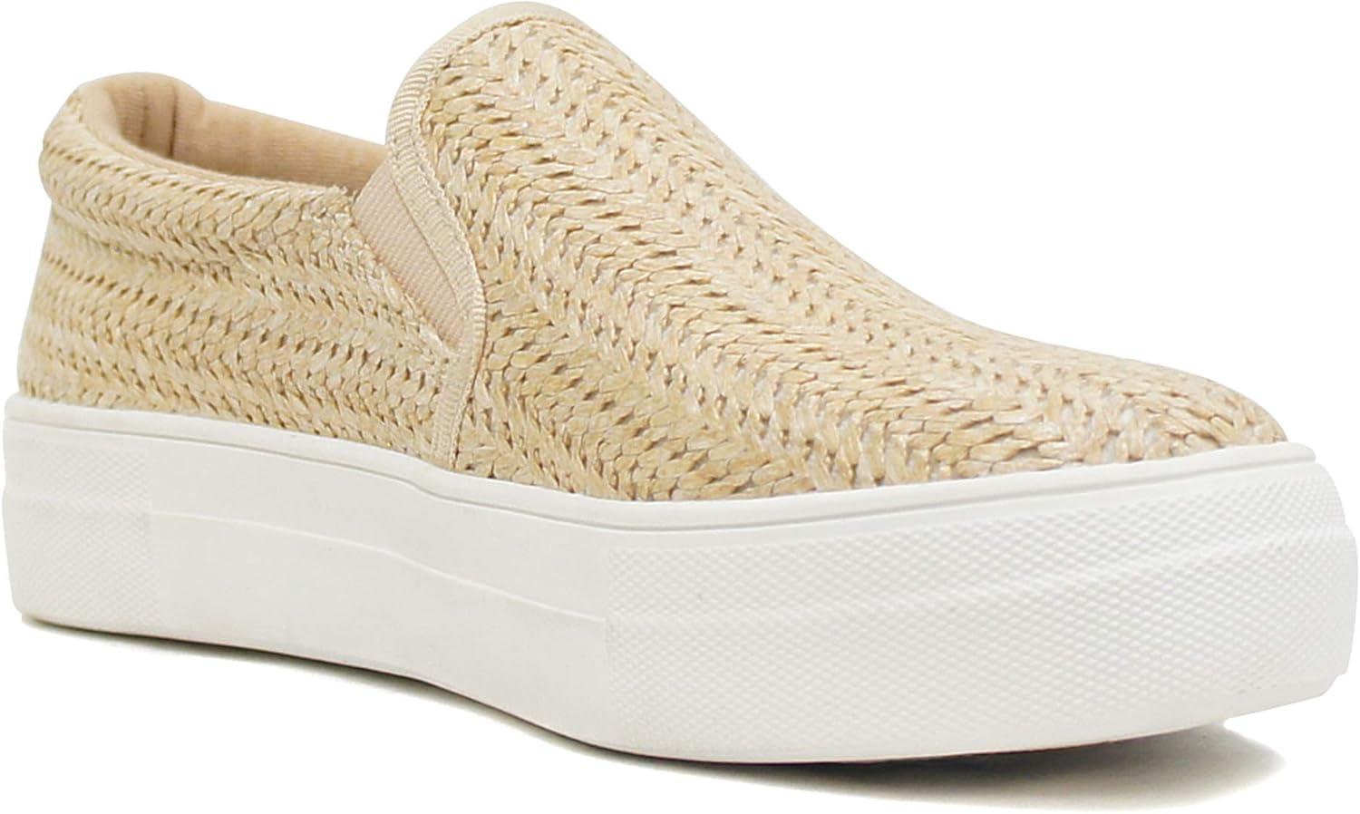 image:imageSoda TOPSHOE ave Hike Platform Slip On Sneaker wCushion FoamNatural Raffia