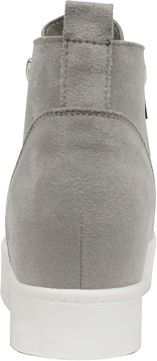 image:imageSoda Taylor Black Hidden Fashion Wedge Sneaker Shoes Side Zipper Light Grey Suede Numeric10