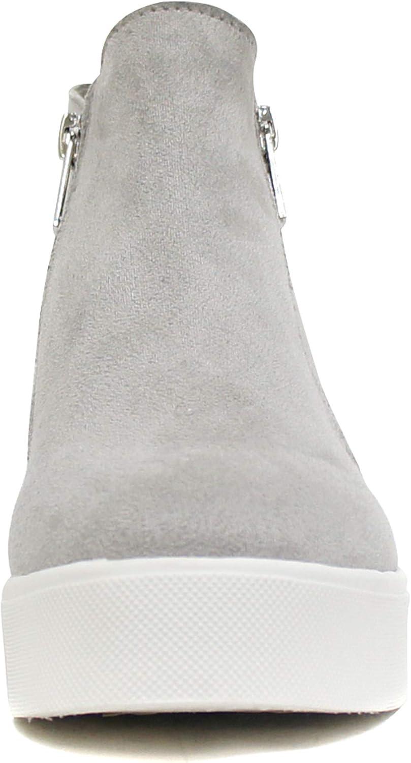 image:imageSoda Taylor Black Hidden Fashion Wedge Sneaker Shoes Side Zipper Light Grey Suede Numeric10