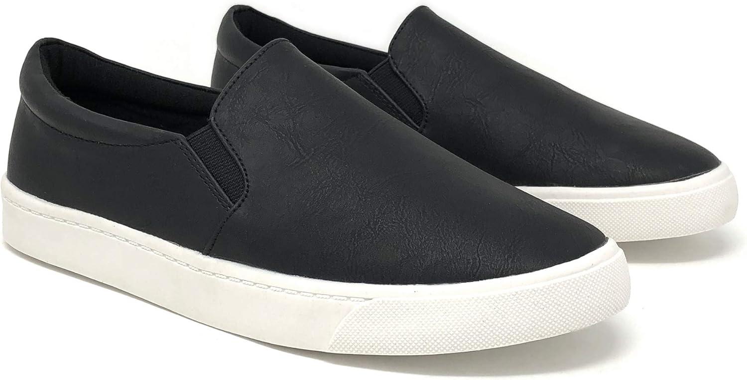image:imageSoda Top Shoe Reign Womens Closed Toe Slip on Sneaker LoaferBlack Pu