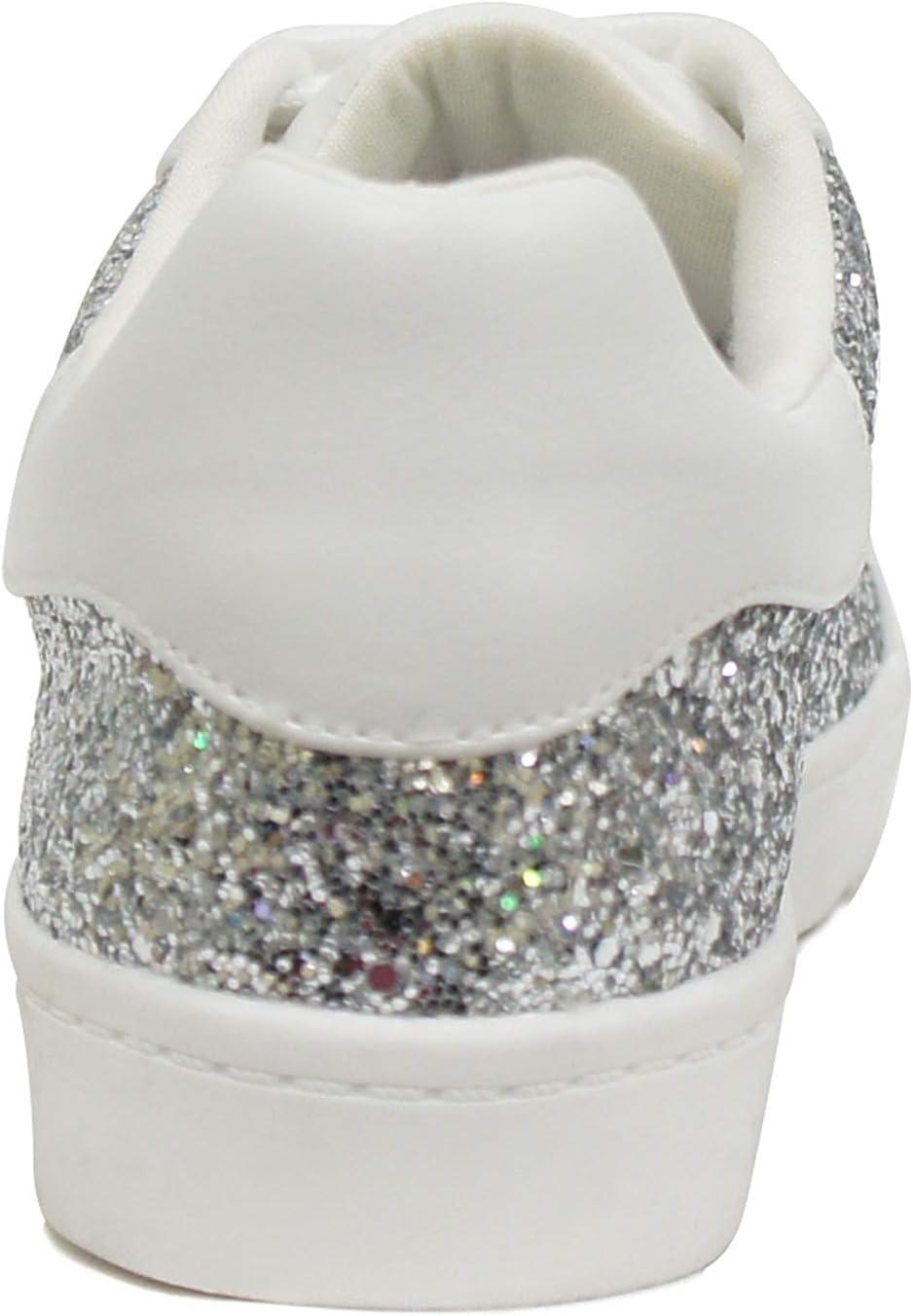 image:imageSoda Wander Laceup Double Layer Foam Padded Cushion Sock with Stars Low top Fashion SneakersSilver Glitter