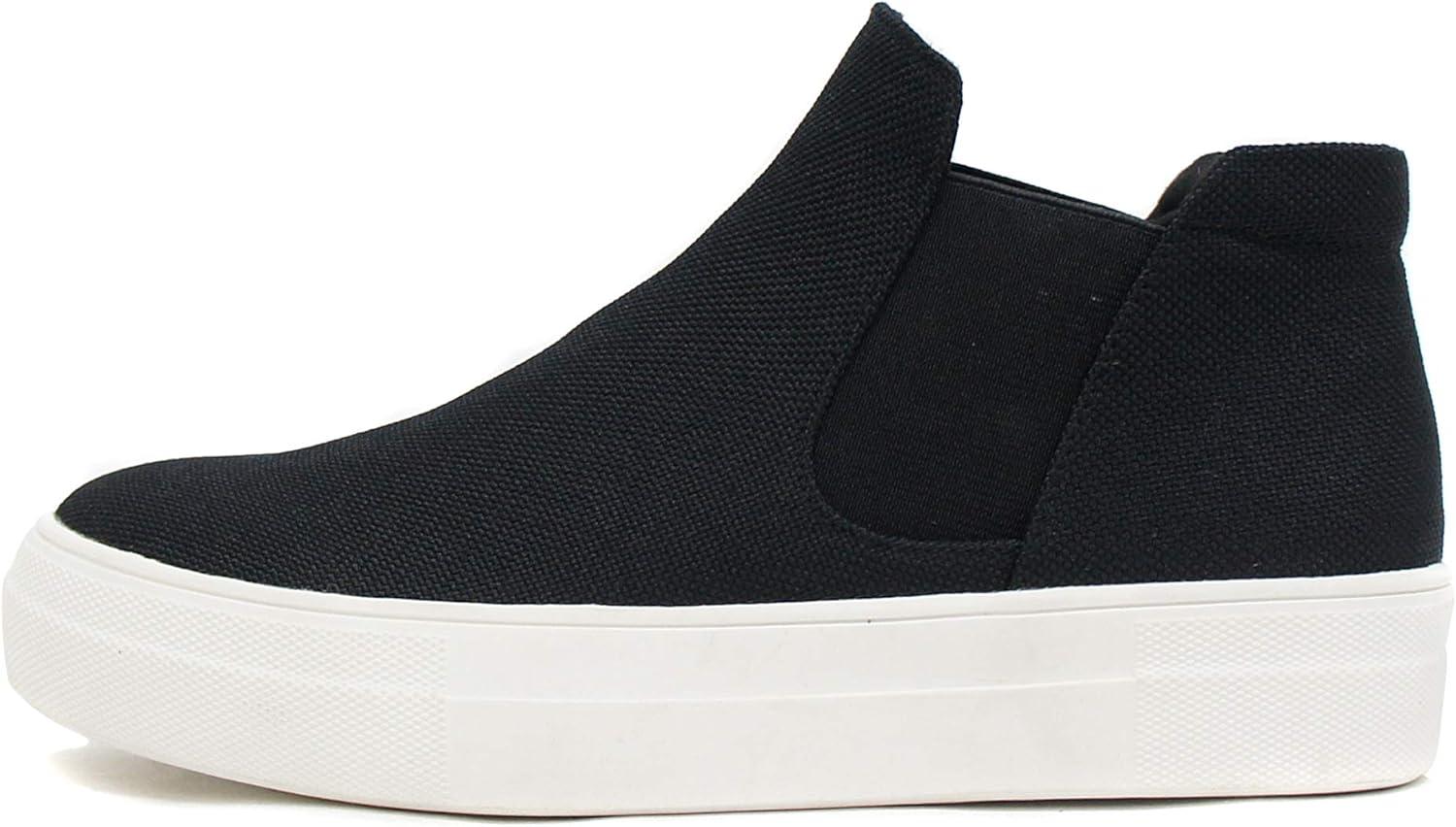 image:imageSoda Womens Woods Chelsea Canvas Platform Cushion Foam SneakersBlack