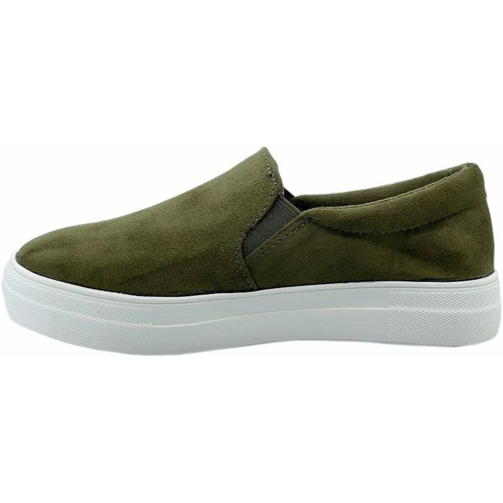 image:imageSoda Croft Slip On Perforated Double Layer Foam Padded Cushion Sock Fashion SneakersOlive Suede