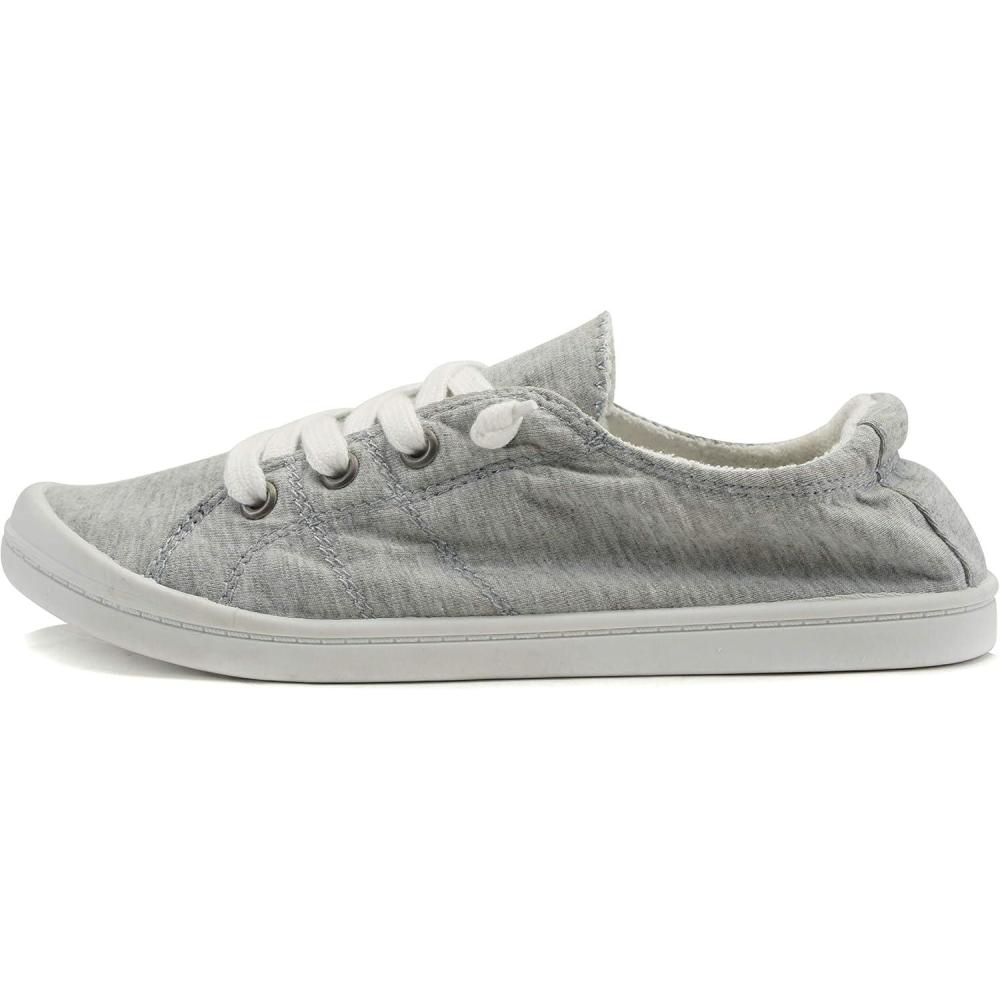 image:imageSoda Flat Women Shoes Linen Canvas Slip On Sneakers Lace Up Style Loafers ZigS Grey Numeric6