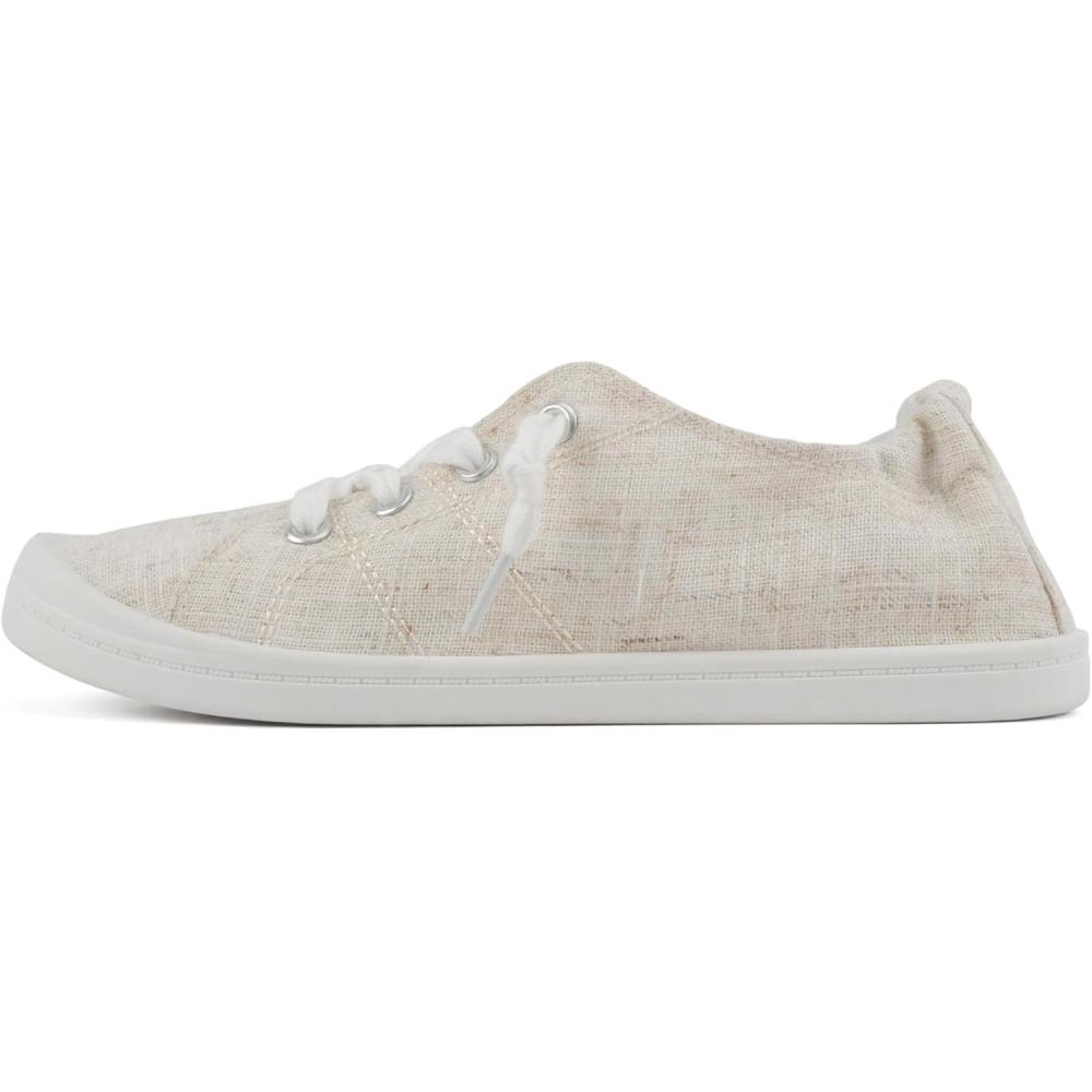 image:imageSoda Flat Women Shoes Linen Canvas Slip On Sneakers Lace Up Style Loafers ZigSBeige Linen