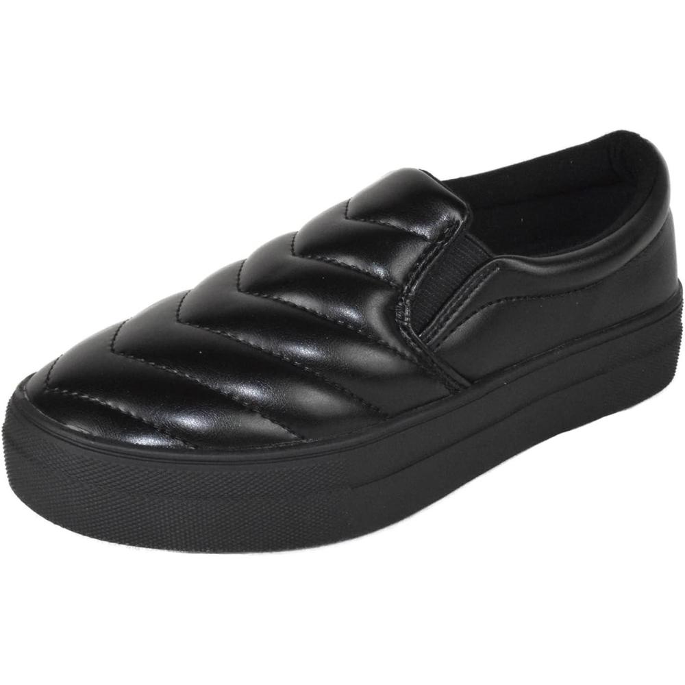 image:imageSoda Flat Women Shoes Slip On Loafers Casual Sneakers Memory Foam Insoles Hidden PlatformFlatform Round Toe AcornGBlack