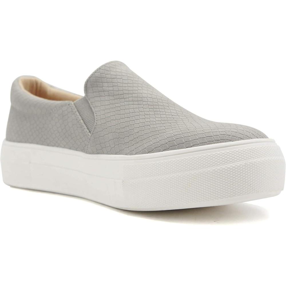 image:imageSoda Flat Women Shoes Slip On Loafers Casual Sneakers Memory Foam Insoles Hidden PlatformFlatform Round Toe HikeG PU Gray Cobra Snake 55