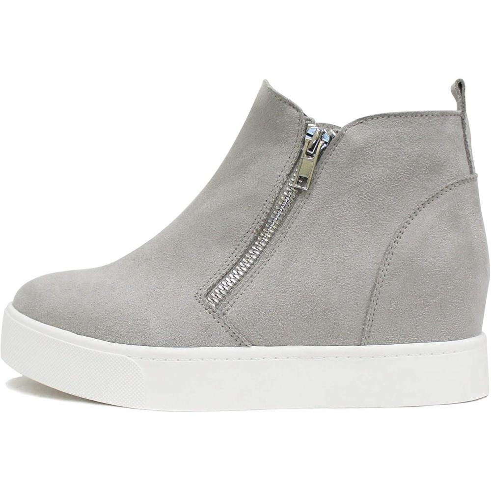 image:imageSoda Taylor Black Hidden Fashion Wedge Sneaker Shoes Side Zipper Light Grey Suede Numeric11