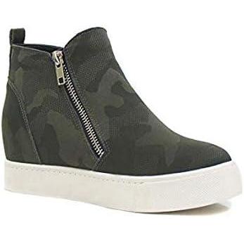 image:imageSoda Taylor Hidden Fahsion Wedge Sneaker Shoes Side Zipper Khaki Camouflage 11