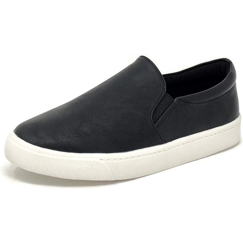 image:imageSoda Top Shoe Reign Womens Closed Toe Slip on Sneaker LoaferBlack Pu