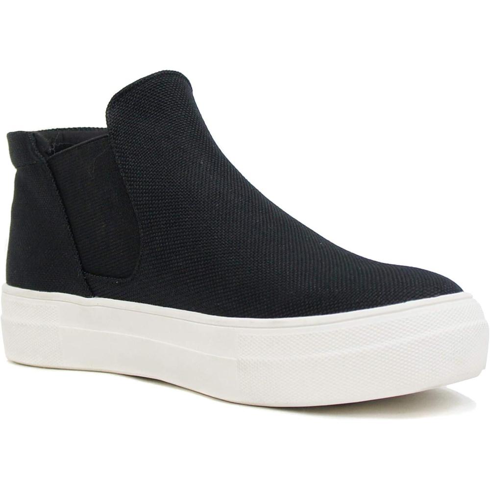 image:imageSoda Womens Woods Chelsea Canvas Platform Cushion Foam SneakersBlack
