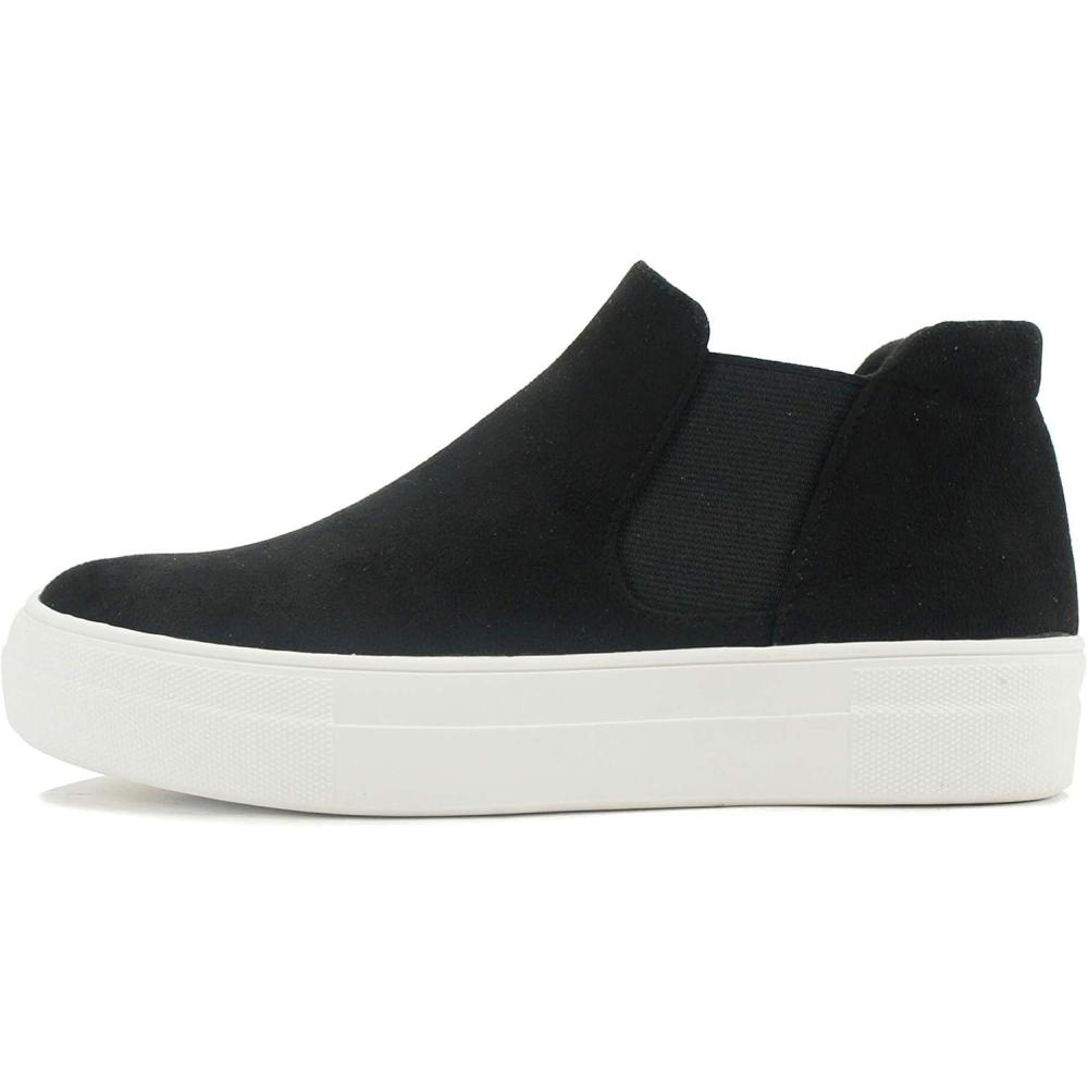 image:imageSoda Womens Woods Chelsea Canvas Platform Cushion Foam SneakersBlack Imit