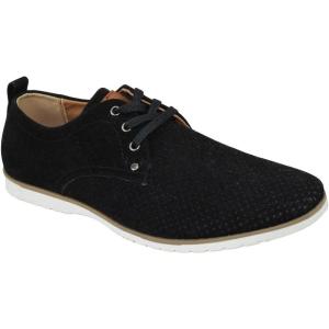 Men’s Flat Dress Formal Shoes Lace Up Oxfords Office Casual ARIDER ALAN-02(Black Suede)