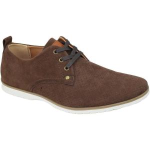 Men’s Flat Dress Formal Shoes Lace Up Oxfords Office Casual ARIDER ALAN-02(Brown Suede)
