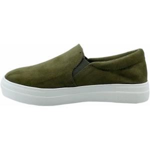 Soda Croft ~ Slip On Perforated Double Layer Foam Padded Cushion Sock Fashion Sneakers(Olive Suede)