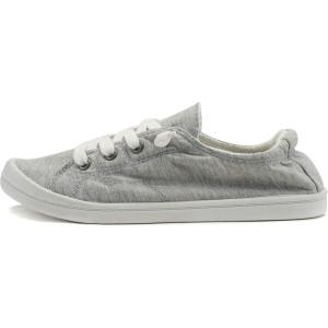 Soda Flat Women Shoes Linen Canvas Slip On Sneakers Lace Up Style Loafers Zig-S (Grey*, Numeric_6)