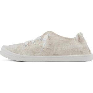 Soda Flat Women Shoes Linen Canvas Slip On Sneakers Lace Up Style Loafers Zig-S(Beige Linen)