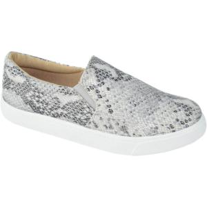 Soda Flat Women Shoes Slip On Loafers Casual Sneakers Memory Foam Reign-G White Sole Gray Python 10