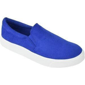 Soda Flat Women Shoes Slip On Loafers Casual Sneakers Memory Foam Reign-G White Sole Royal Blue 7.5