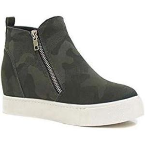 Soda Taylor Hidden Fahsion Wedge Sneaker Shoes Side Zipper Khaki Camouflage (11)