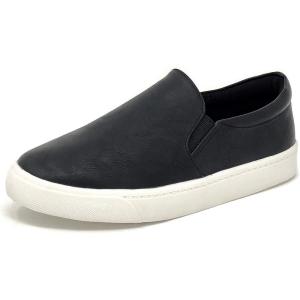 Soda Top Shoe Reign Women’s Closed Toe Slip on Sneaker Loafer(Black Pu)