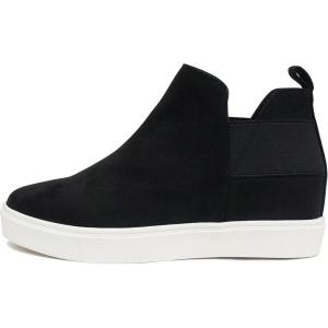 Soda Topshoe Diana – High Top Sneaker with Hidden Wedge and Elastic Gore Insets(Black)