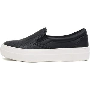 Soda Women’s Preforated Slip On Sneakers (Black New C, 6)