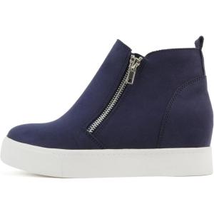 Soda Womens Taylor Nubuck Hight Top Slip On Fashion Sneakers(Navy Isu)
